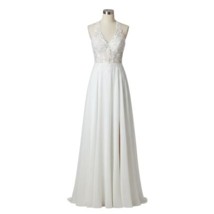 Boho Vintage A-Line Wedding Dress with Embroidered Lace